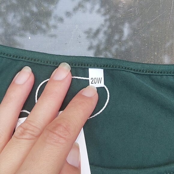 Vislily Green Short Sleeve Peasant Top with Lace Accent, Round Neckline Size 20W - Picture 8 of 8